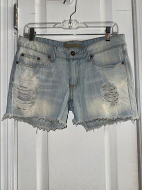 CarMar Light Blue Distressed Denim Shorts with Frayed Hem - Women